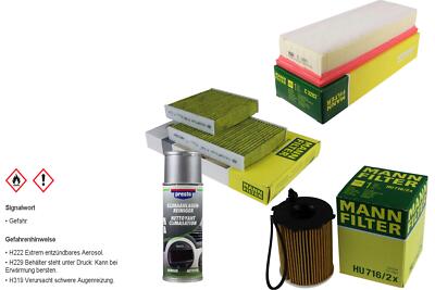 MANN-FILTER Paket + Presto Klima-Reiniger für Peugeot 207 WA_ WC_ CC WD_ WK_