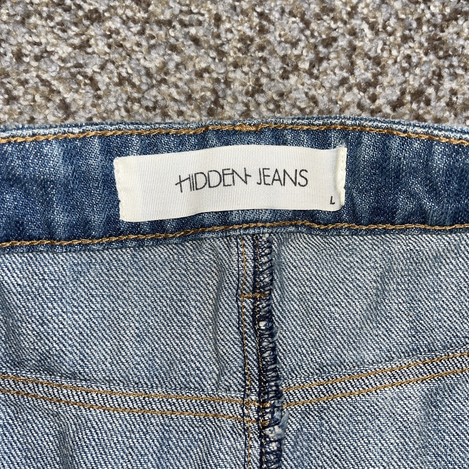 Hidden Jeans Denim Skirt Womens Size L Button Front Distressed Waist 34 - View 5