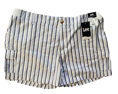 Lee Women's Midrise Cargo Shorts Regular Fit Comfort Waist Ice Dust Stripe  22 M
