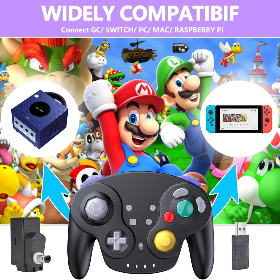 2.4G Wireless GameCube Controller Switch Joystick With USB & GameCube Receiver - Image 2 of 4