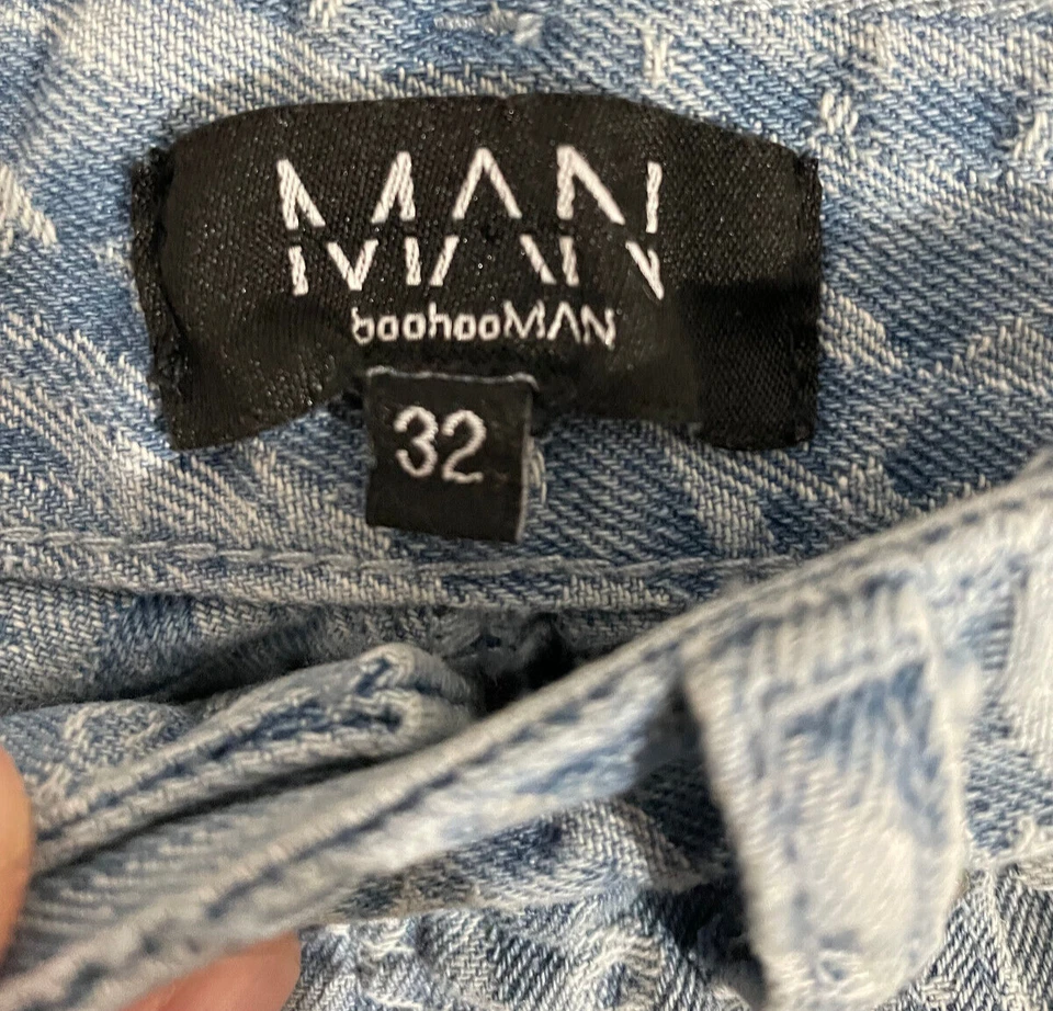 BOOHOOMAN AOP Men’s 32x32 Light Denim Blue Jeans Pants Hippie Festival - Image 3 of 4