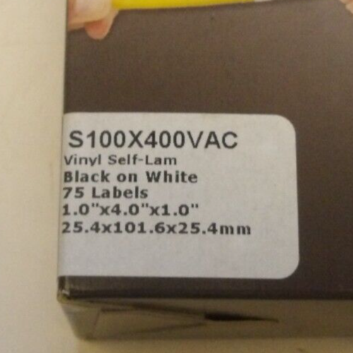 PANDUIT CAT NO: S100X400VAC BLACK ON WHITE SELF LAMINATING 75