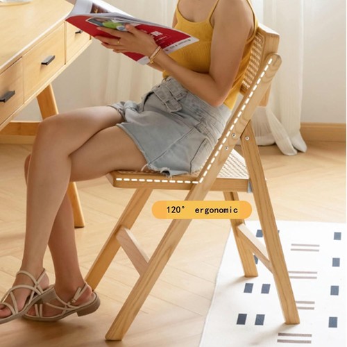 Heavy Duty Wood Folding Chair Easy To Store Multi-Purpose Durable Rattan Chair - Picture 5 of 23