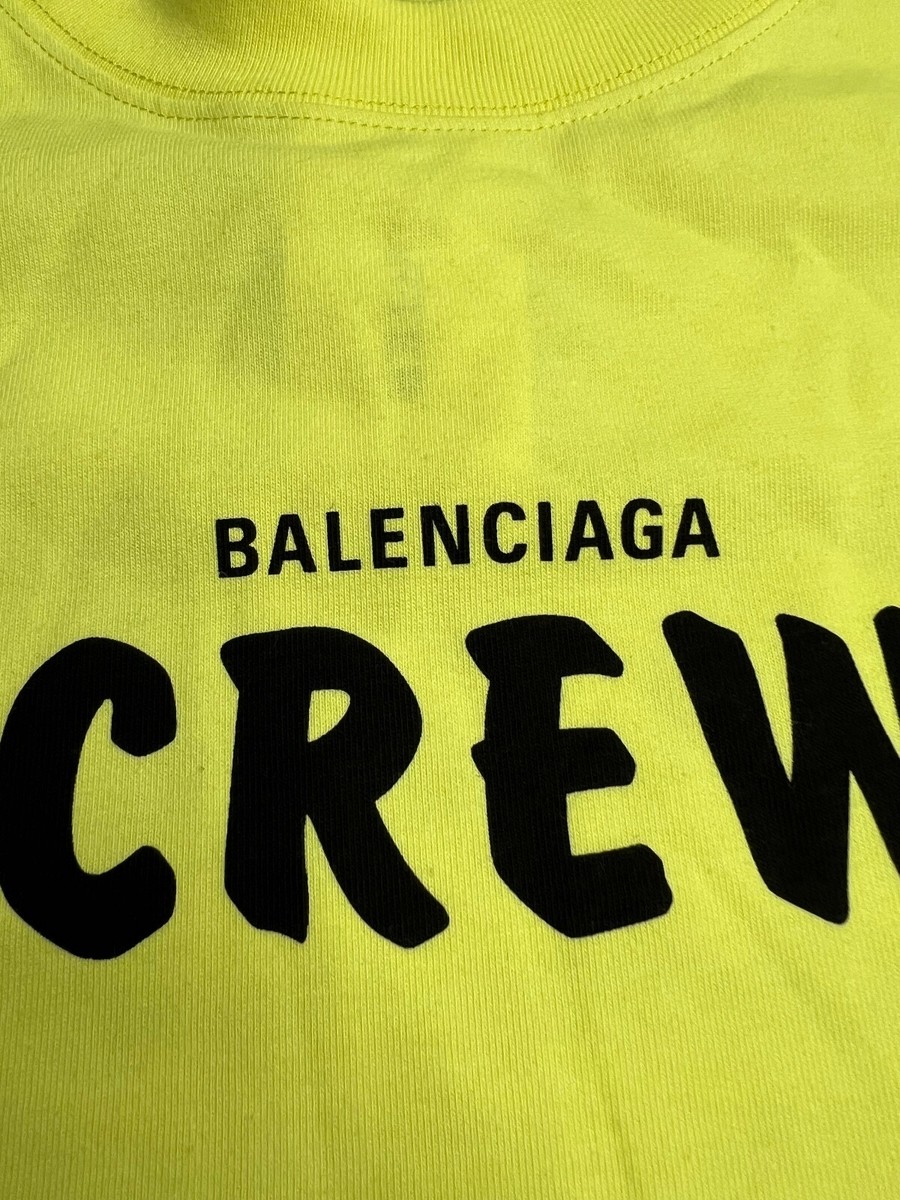 Balenciaga Crew Neon Yellow Graphic Logo Short Sleeve T-Shirt X