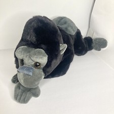 FAO Schwarz Gorilla Monkey Black Gray Plush Soft Stuffed Animal Toy 20  Pillow
