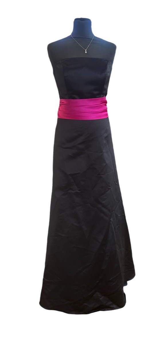 D'zage Black Satin Bridesmaid Dress with Hot Pink Sash - Size 12 | eBay UK D'zage Black Satin Bridesmaid Dress with Hot Pink Sash - Size 12 | eBay UK