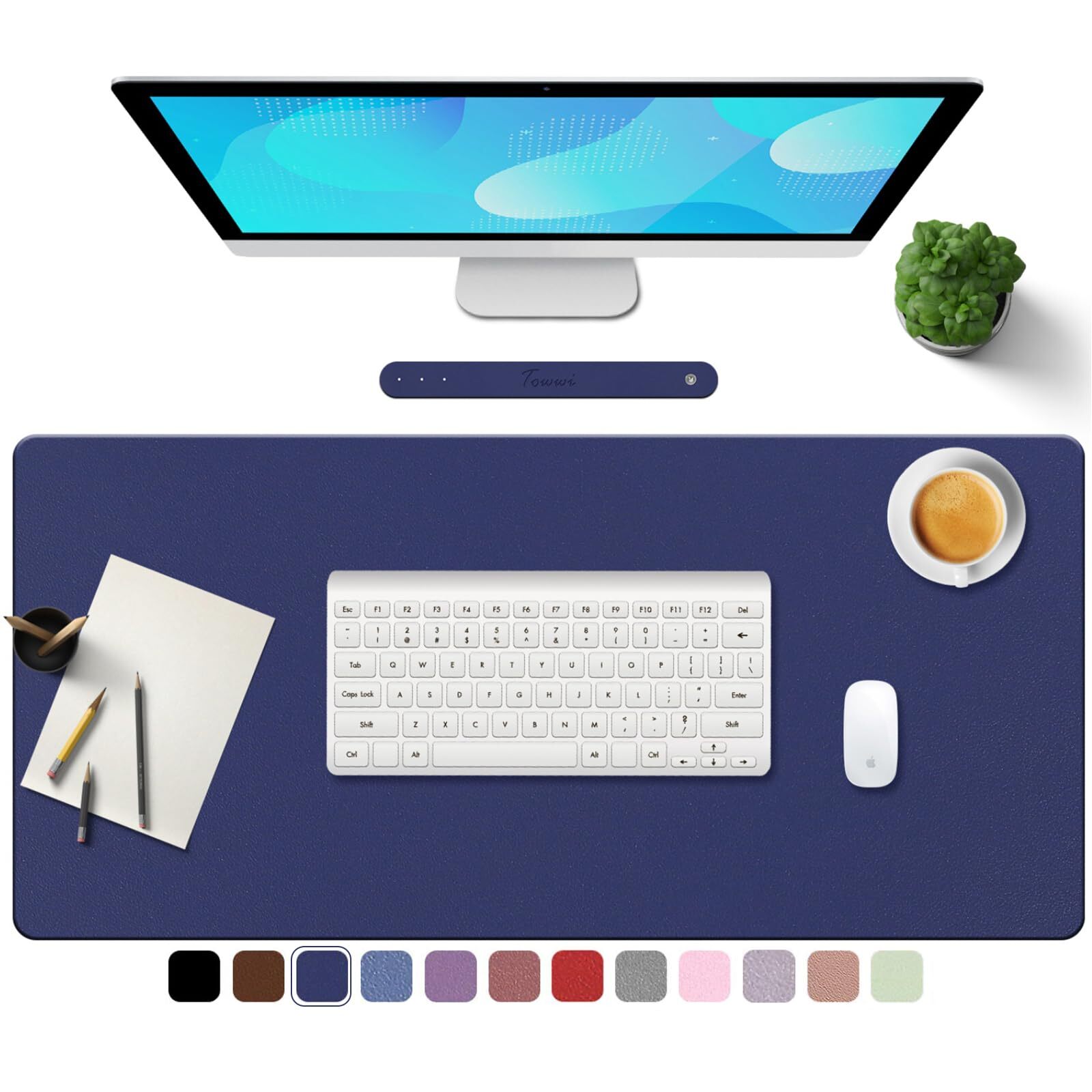 PU Leather Desk Pad with Suede Base Multi-Color Non-Slip Mouse Pad 32” x 16” ...