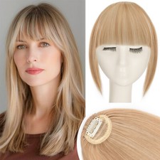 100 Natural Thin Bangs Fringe Clip in Hair Extension As Human Front Piece Blond