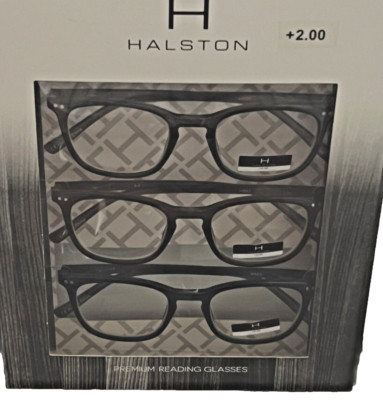 Halston Fashion 3 Pack +2.00 Multi Color Reading Designer Glasses Readers