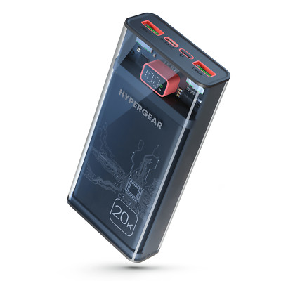 HyperGear ClearCharge XL 20000mAh Transparent PD Power Bank w USB Fast Charge