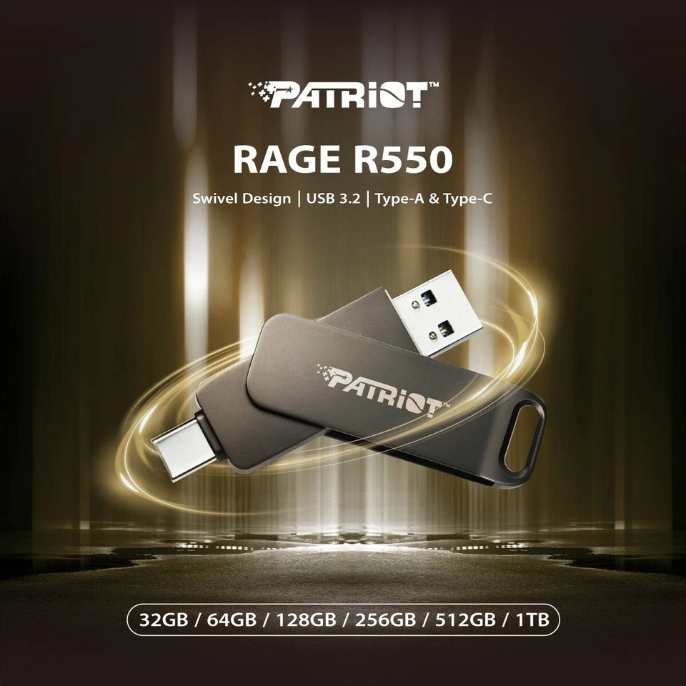 Patriot R550 1TB USB 3.2 Type-C/Type-A OTG Flash Drive Smartphone PC MAC Tablet - Image 2 of 4