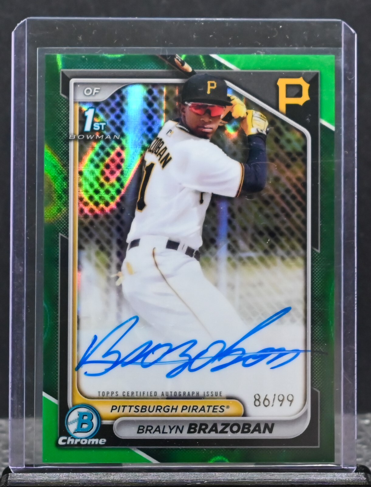 Bralyn Brazoban 2024 Bowman Chrome Green Refractor 1st RC Auto /99 Pirates
