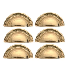 6 Bin Pull Bright Solid Brass Cup Hooded | Renovator's Supply