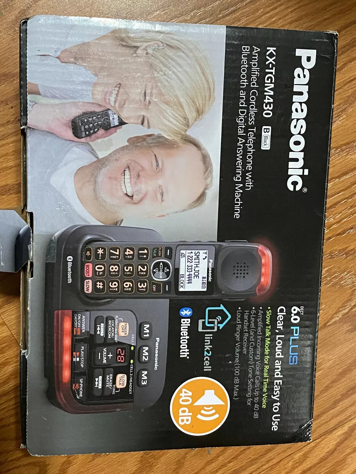 Panasonic Amplified Cordless Phone Amplified Voice Red/Black KX-TGM430 -Open Box