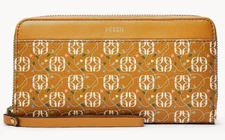 Fossil Jori RFID Zip Clutch Floral Tan Wristlet SWL2699919 Wallet NWT $90 F
