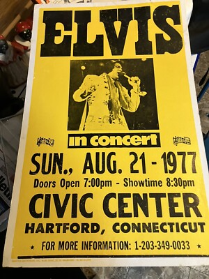 ELVIS PRESLEY Original Vintage Concert Poster August 21 1977 Civic
