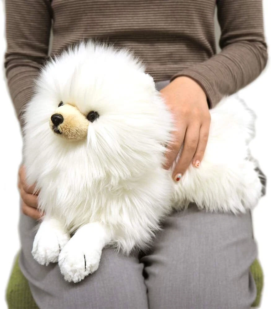 Fluffy White Pomeranian Stuffed Animal Plush Toy