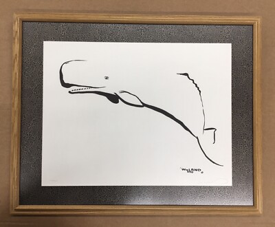 Robert WYLAND signed & numbered WHALE Sumi-e Painting Humpback