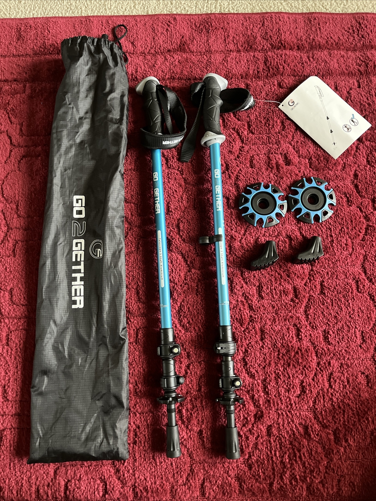 Paquete de 2 bastones de aluminio para senderismo GO2GETHER plegables para trekking al aire libre