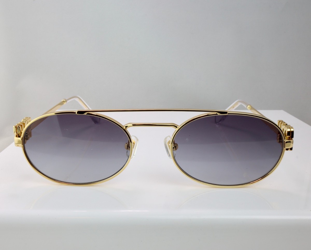 Miu Miu MU54ZS 53mm Logo Oval Sunglasses in Gold with Gray Lens | eBay