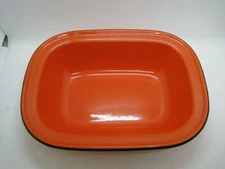 Vintage Orange with Black Trim Enamelware Baking Pan Huta Silesia?