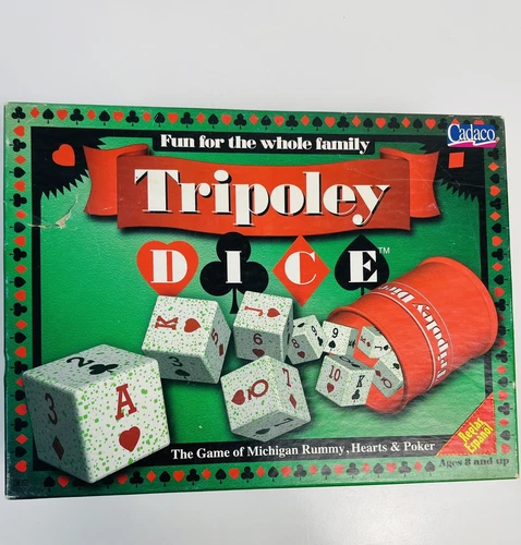 Cadaco TRIPOLEY DICE The Game Of Michigan Rummy Hearts And Poker 1997