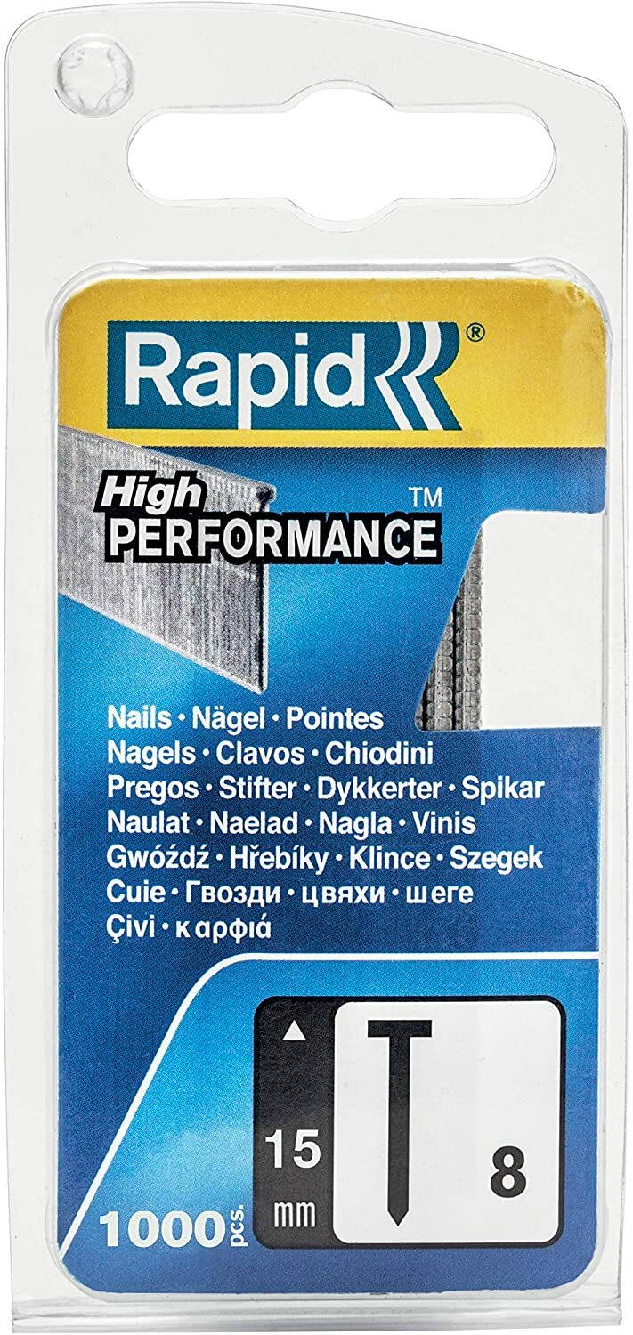 Rapid 15mm x 1000 No 8 Galvanised Brad Nails for E-TAC Tacker & Other
