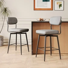 Set of 2 360° Swivel Bar Stool Counter Height Bar Chair Kitchen Dining Chair