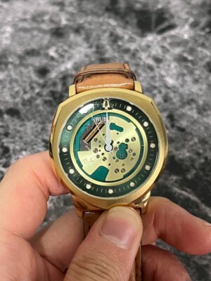 Near Mint] BULOVA ACCUTRON 297A110 Spaceview Gold Bezel Qz Mens