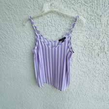 PRIMARK 8 purple white vertical stripe tank t...