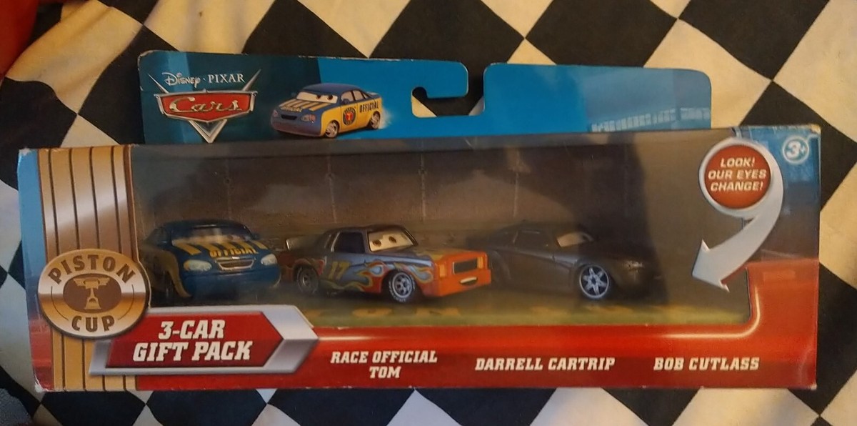 DISNEY PIXAR CARS PISTON CUP 3-PACK TOM DARRELL CARTRIP BOB