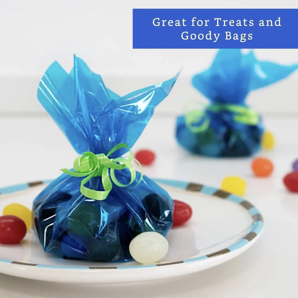 Rollo envolvente de celofán azul de 200 pies (16 pulgadas x 200 pies x 2,5 mil)-celofán de color... Foto 4 de 4