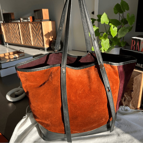 See By Chloe Suede & Leather Burgundy Orange Tote Bag