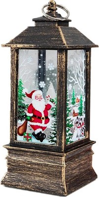 Alfyng Christmas Lantern, Santa Claus Wind Lamp, LED Flame Effect, Black 