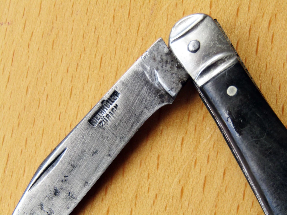Bauernmesser m. Horn-Griffschalen - RIETHMÜLLER Zürich, Taschenmesser, Messer - Bild 4 von 4