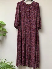M&S Leopard Animal Print Maxi Dress Size Uk 18 Purple Red Marks Spencer