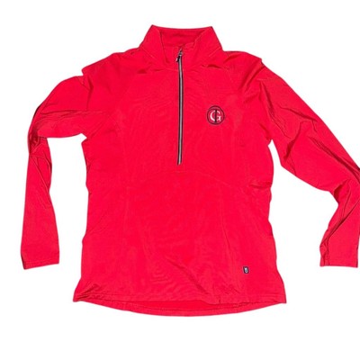 Cutter & Buck Women's Petite Quarter-Zip Pullover Red S Casual golf embroidery