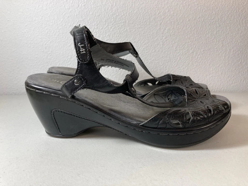 J-41 ADVENTURE Cassia Too Negro Punta Abierta Sandalia Tacones Veganos Para Mujer Talla 9M Foto 2 de 4
