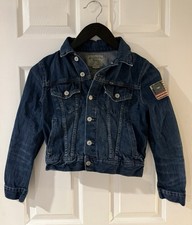 Polo Ralph Lauren American Flag Denim Trucker Jean Jacket Kid  s M 10-12 Patriot