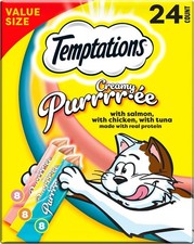Temptations Creamy Puree Squeezable Lickable Cat 2 Pcks 24 Treats BB 06/27 NEW