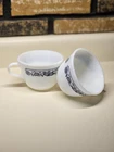 Pyrex Corning Milk Glass Old Town Blue Onion Coffee Tea Mug Cup Vintage Set of 2
