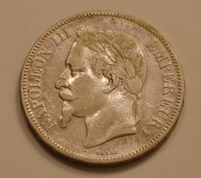 1867 SILVER 5 Francs of France  NAPOLEON