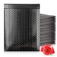 Black Metallic Bubble Mailers 7.5 x 11. 250 Poly Padded Envelopes