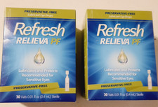 2 Boxes Refresh Relieva PF Lubricant Eye Drops Sealed 30 EACH Vials