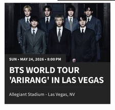 BTS 'Arirang' Concert Ticket May 24 2026 8PM Allegiant Stadium Las Vegas