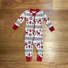 Hanna Andersson christmas long sleeve raindeer one piece pajama 75cm 12-18 mos