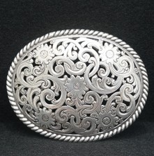 WA17174 NOS VINTAGE 1990s FLORAL DESIGN WESTERN FILIGREE FASHION BELT BUCKLE