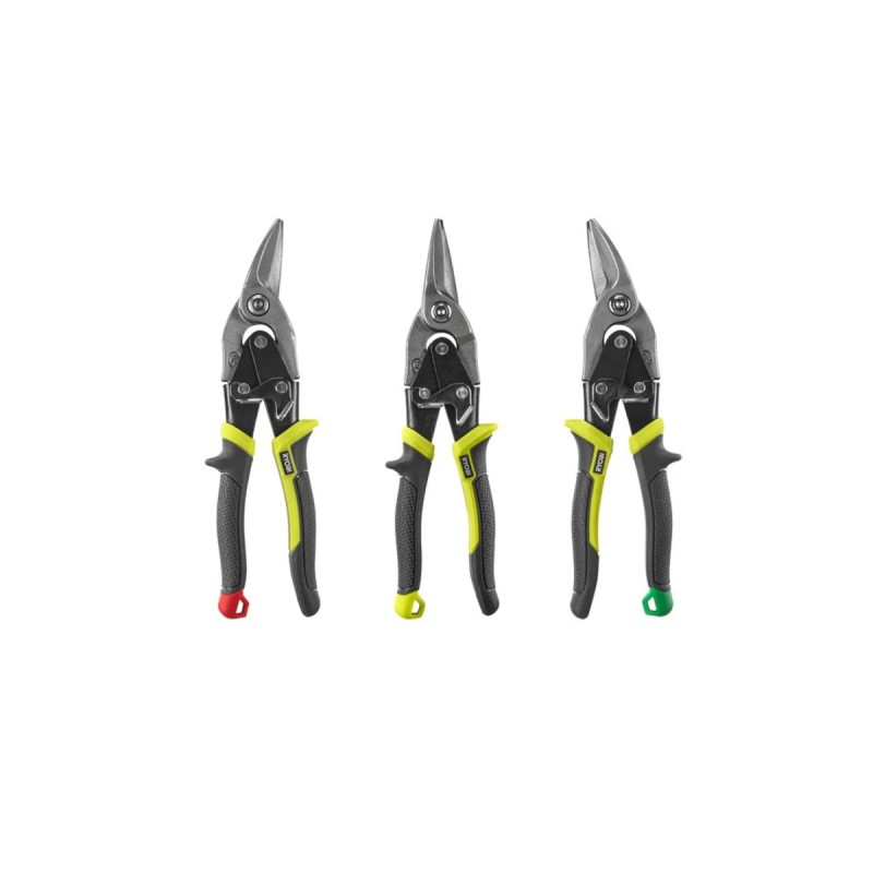 Jeu de 3 cisailles aviation RYOBI pour plaquiste et rénovation