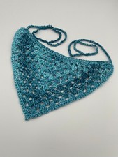 Crochet Bandana, Handmade, Teal, 100 Cotton, Never Used