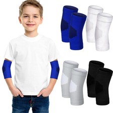 Kids Elbow Brace Compression Sleeve Guard Gym Protectors 812 Years 4 Pairs
